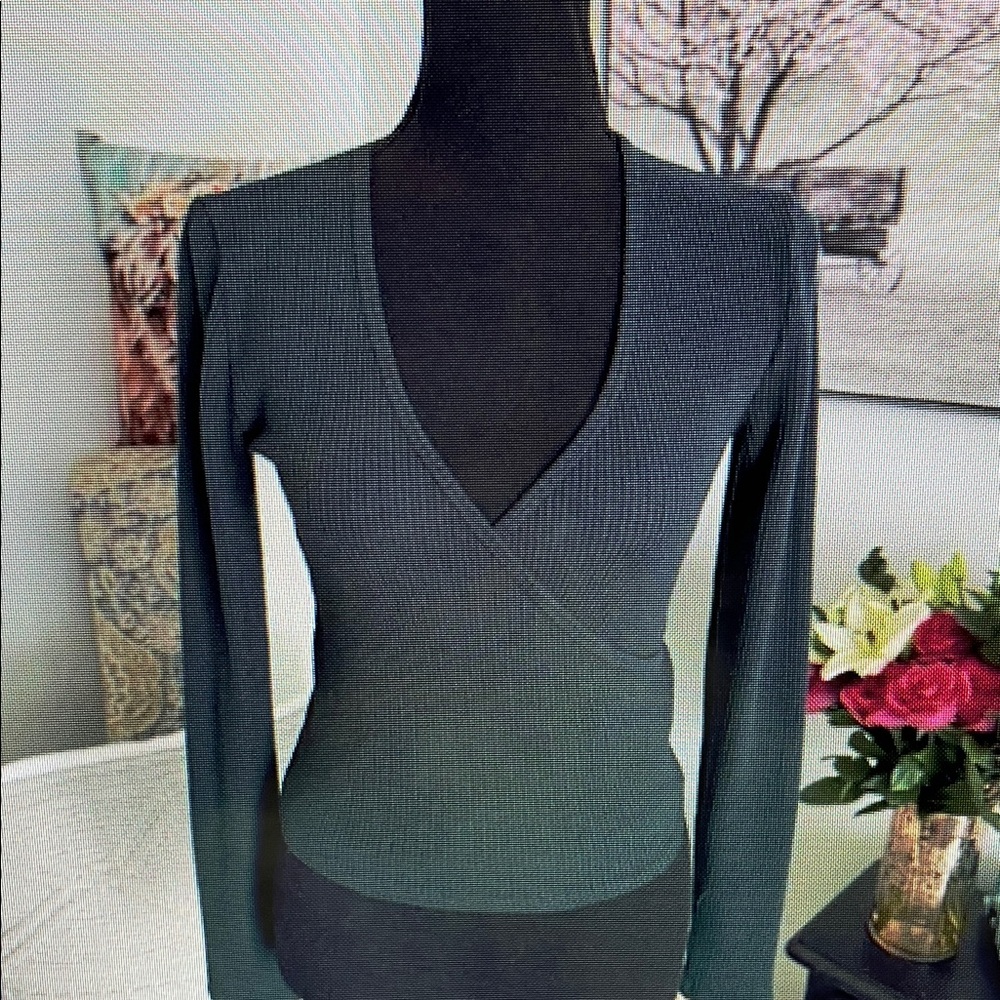 Chic V-Neck Dark Gray Women’s Blouse
